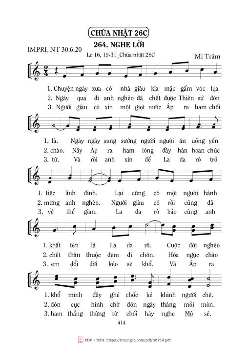 Sheet PDF of Nghe Lời - Mi Trầm