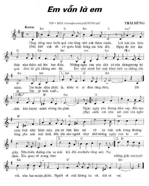 Sheet PDF of Em Vẫn Là Em