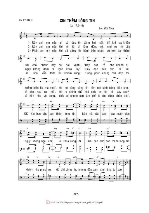 Sheet PDF of Xin Thêm Lòng Tin