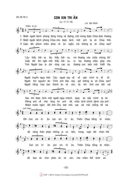 Sheet PDF of Cho Con Tri Ân