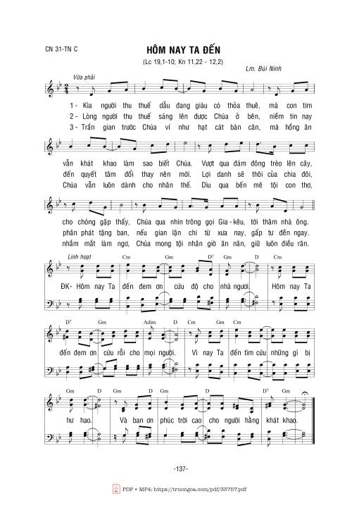 Sheet PDF of Hôm Nay Ta Đến