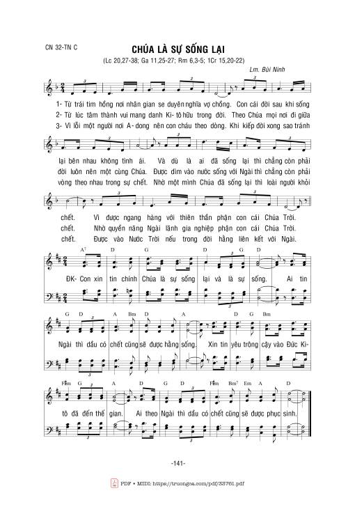Sheet PDF of Chúa Là Sự Sống Lại