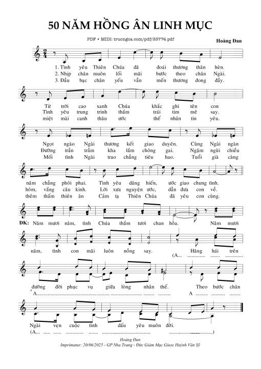Sheet PDF of 50 Năm Hồng Ân Linh Mục