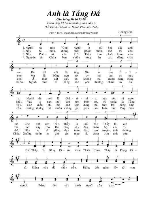 Sheet PDF of Anh Là Tảng Đá