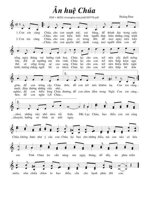Sheet PDF of Ân Huệ Chúa