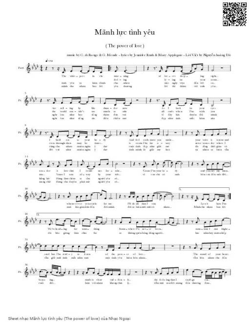 Sheet PDF of Mãnh lực tình yêu (The power of love)