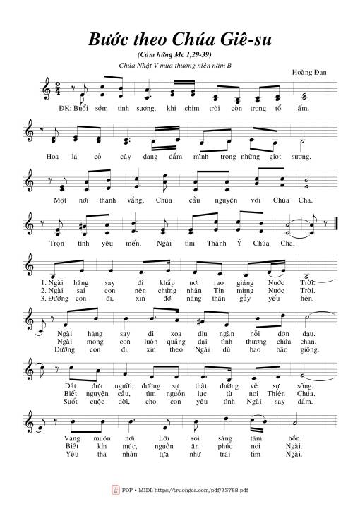 Sheet PDF of Bước Theo Chúa Giê-Su