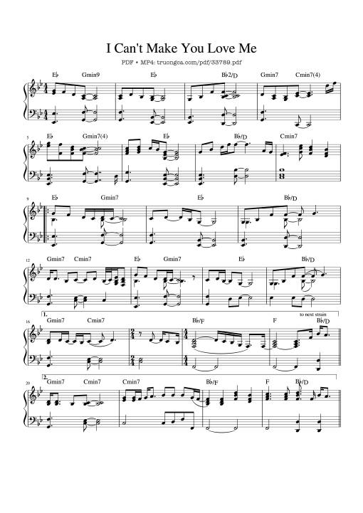 Sheet PDF of I Can't Make You Love Me Piano