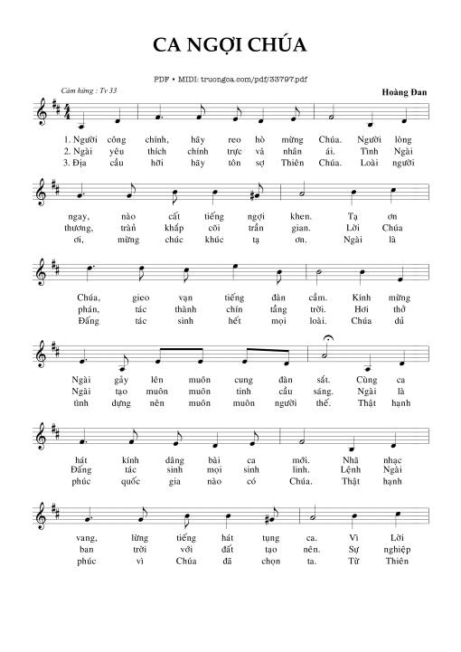 Sheet PDF of Ca Ngợi Chúa