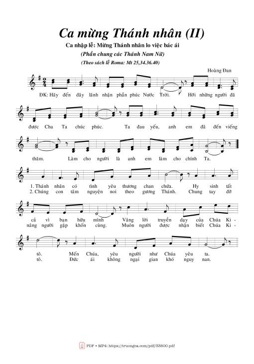 Sheet PDF of Ca Mừng Thánh Nhân (2)