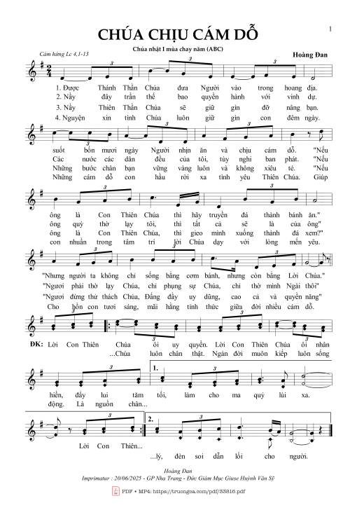 Sheet PDF of Chúa Chịu Cám Dỗ