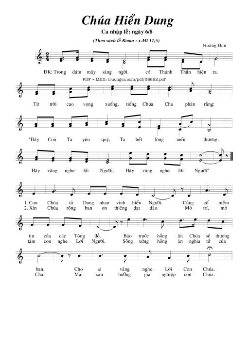 Sheet PDF of Chúa Hiển Dung