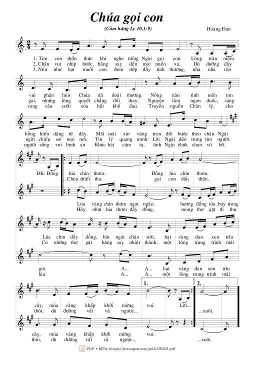 Sheet PDF of Chúa Gọi Con