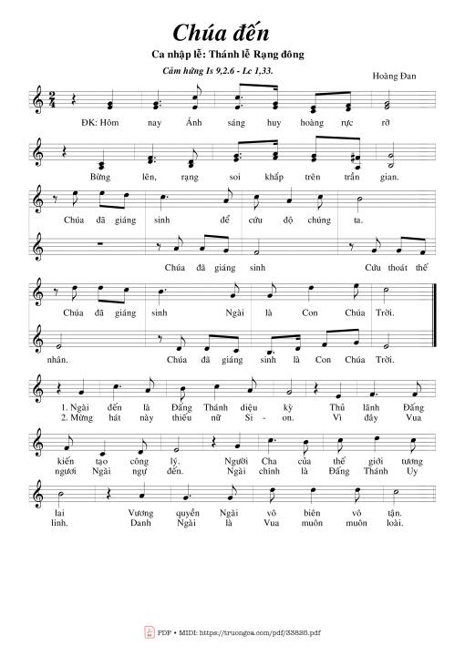 Sheet PDF of Chúa Đến - Hoàng Đan
