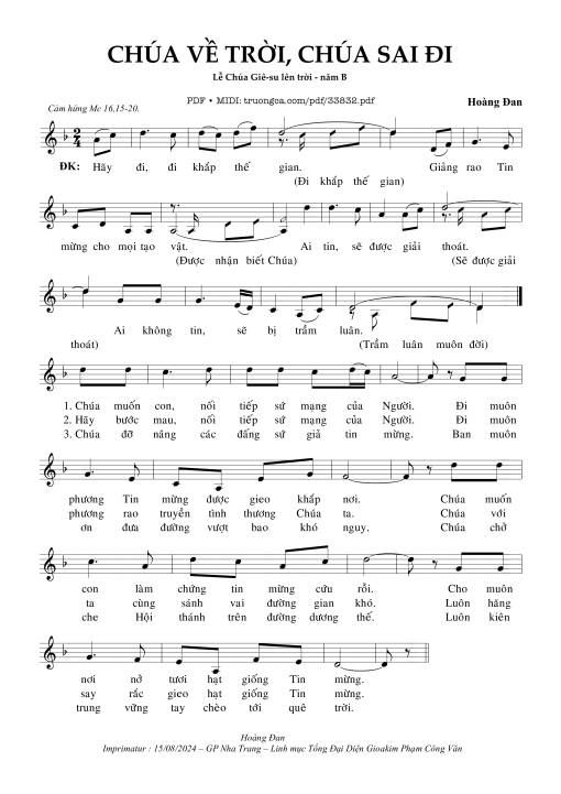 Sheet PDF of Chúa Về Trời Chúa Sai Đi