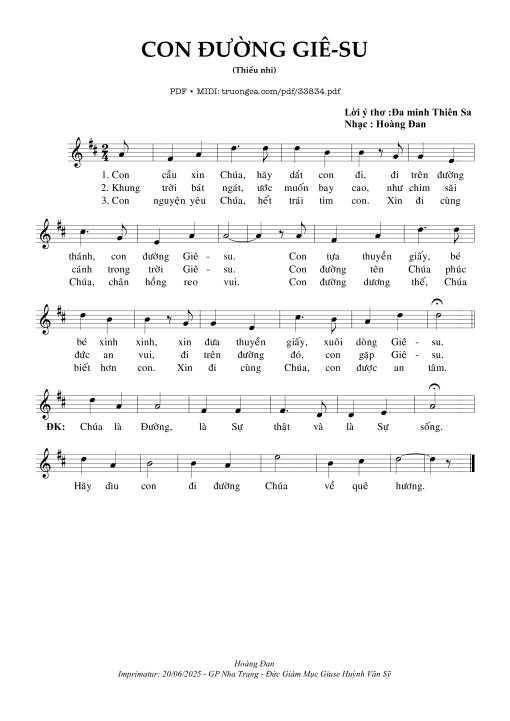 Sheet PDF of Con Đường Giê-Su