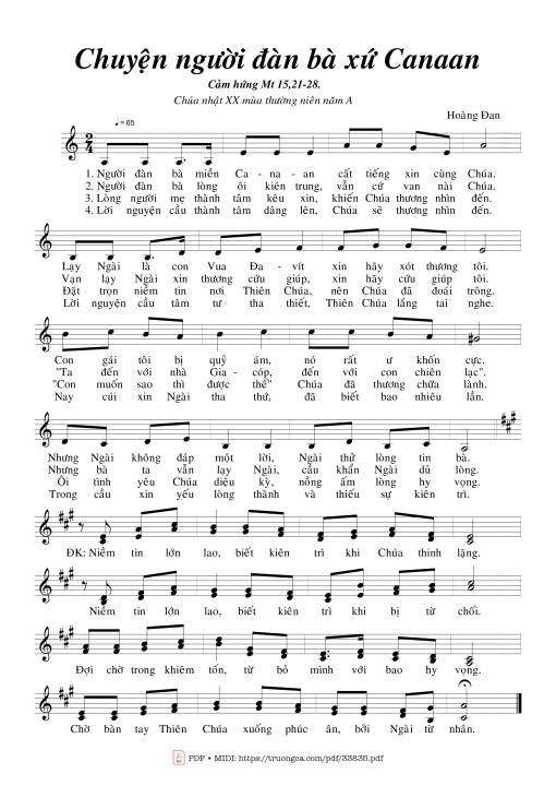Sheet PDF of Chuyện Người Đàn Bà Xứ Canaan