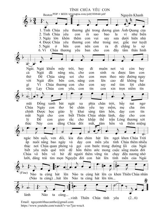 Sheet PDF of Tình Chúa yêu con