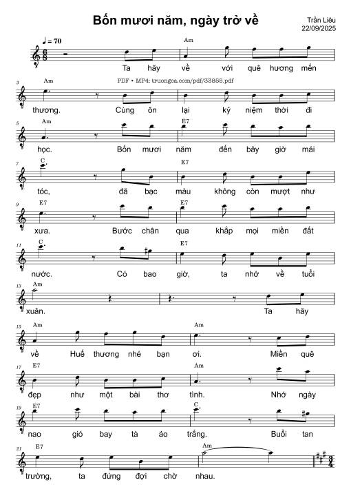 Sheet PDF of Bốn mươi năm, ngày trở về