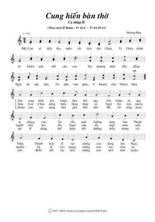 Sheet PDF of Cung Hiến Bàn Thờ