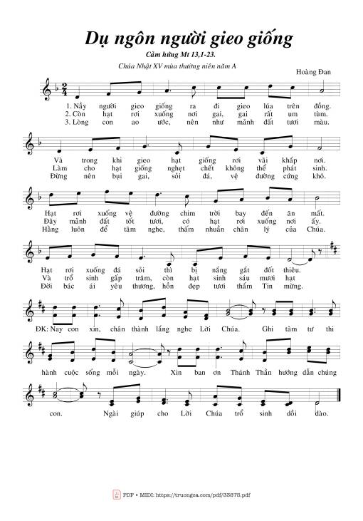 Sheet PDF of Dụ Ngôn Người Gieo Giống