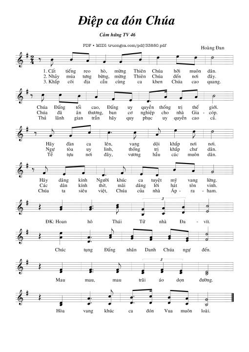 Sheet PDF of Điệp Ca Đón Chúa