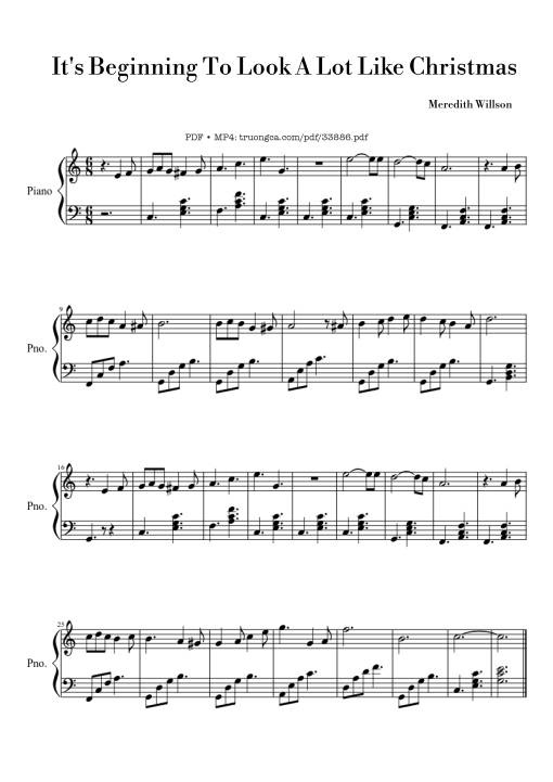 Sheet PDF of It's Beginning To Look A Lot Like Christmas Piano