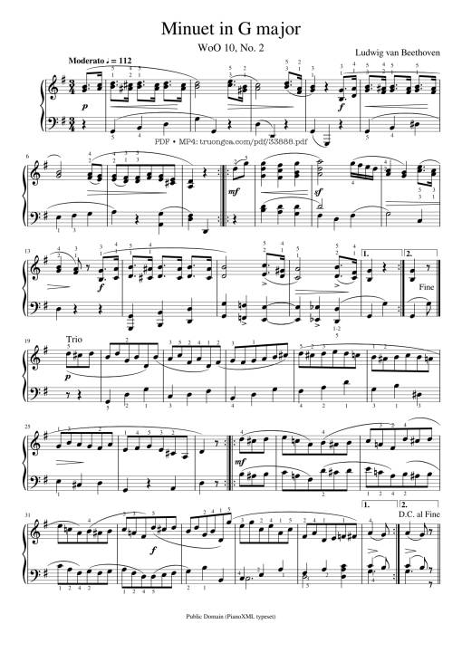 Beethoven Minuet in G Piano