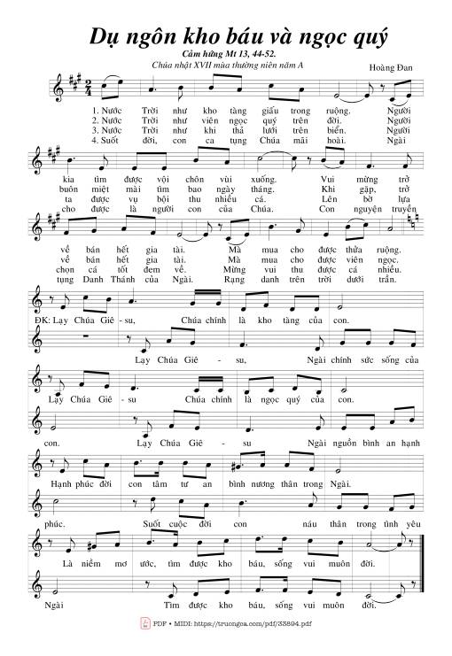 Sheet PDF of Dụ Ngôn Kho Báu Và Ngọc Quý