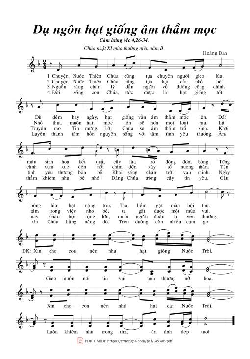 Sheet PDF of Dụ Ngôn Hạt Giống Âm Thầm Mọc