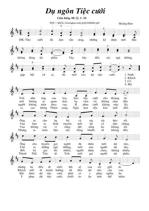 Sheet PDF of Dụ Ngôn Tiệc Cưới