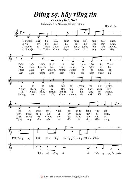 Sheet PDF of Đừng Sợ, Hãy Vững Tin