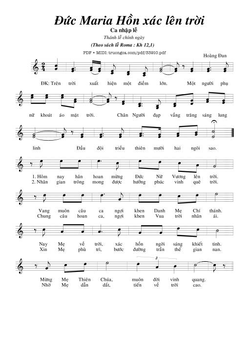 Sheet PDF of Đức Maria Hồn Xác Lên Trời