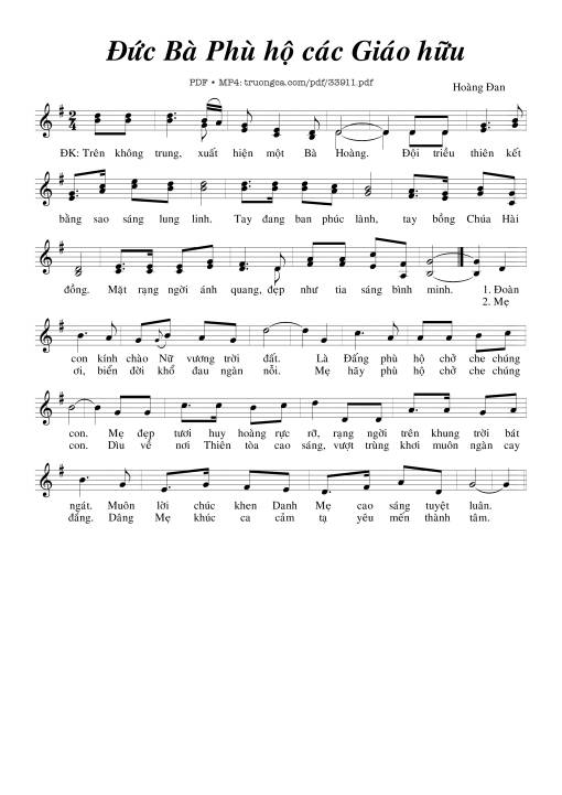 Sheet PDF of Đức Bà Phù Hộ Các Giáo Hữu
