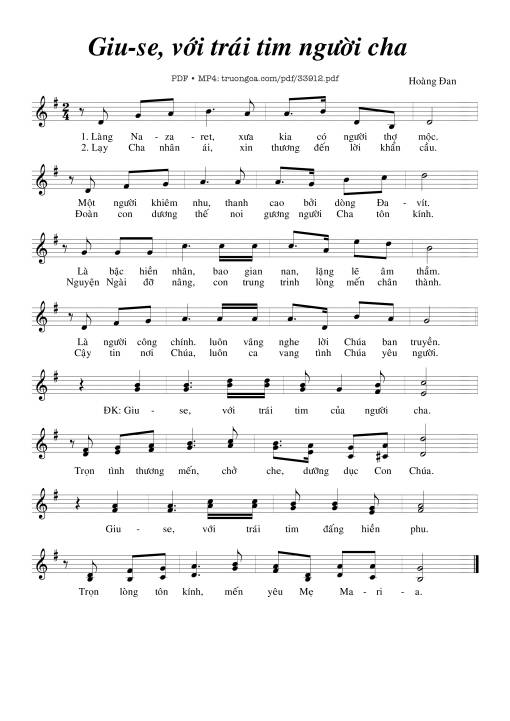 Sheet PDF of Giuse Với Trái Tim Người Cha