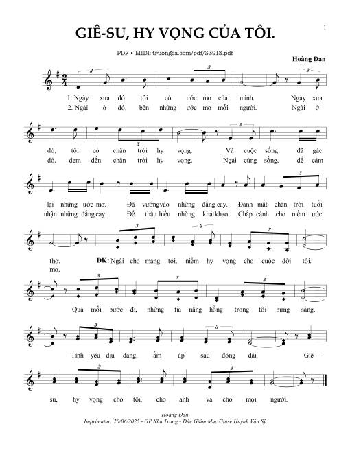 Sheet PDF of Giêsu Hy Vọng Của Tôi