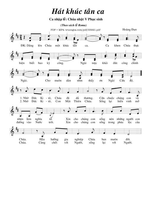 Sheet PDF of Hát Khúc Tân Ca