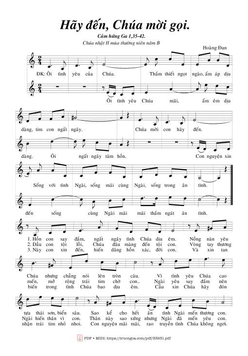 Sheet PDF of Hãy Đến Chúa Mời Gọi