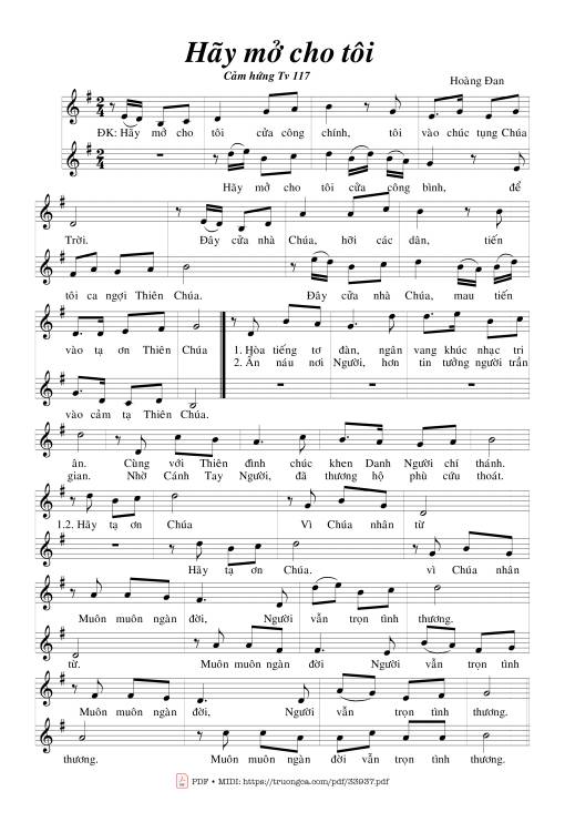 Sheet PDF of Hãy Mở Cho Tôi