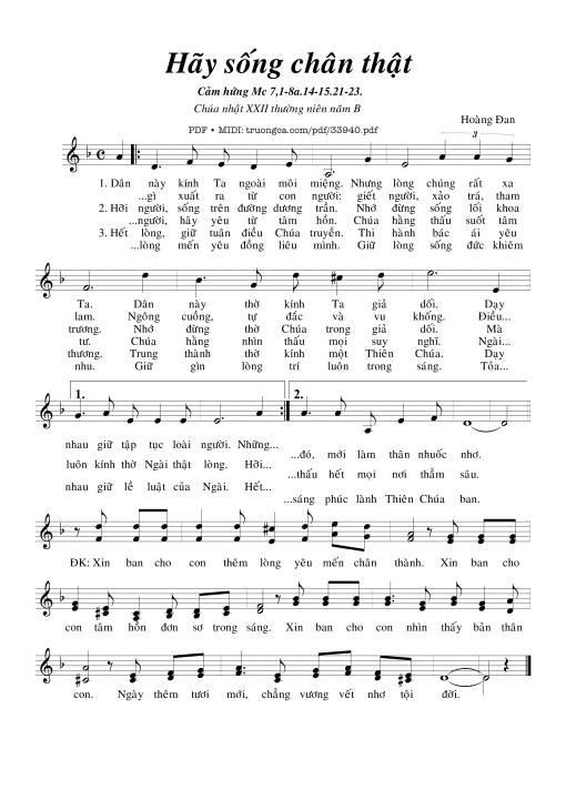 Sheet PDF of Hãy Sống Chân Thật