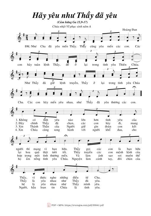 Sheet PDF of Hãy Yêu Như Thầy Đã Yêu