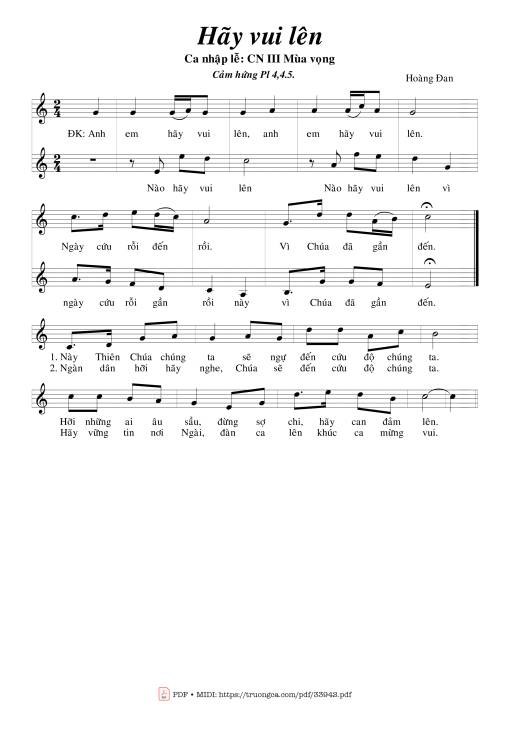 Sheet PDF of Hãy Vui Lên - Hoàng Đan