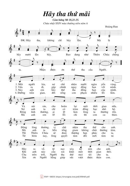 Sheet PDF of Hãy Tha Thứ Mãi