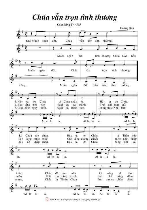 Sheet PDF of Thánh Vịnh 135, Chúa Vẫn Trọn Tình Thương