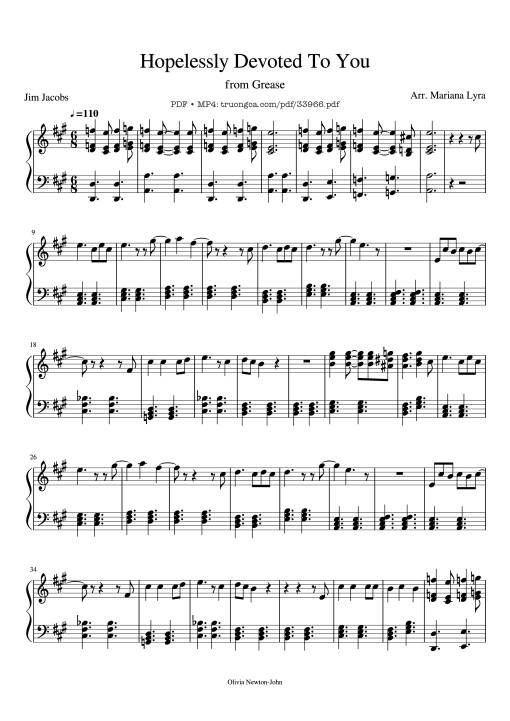 Hopelessly Devoted To You Piano