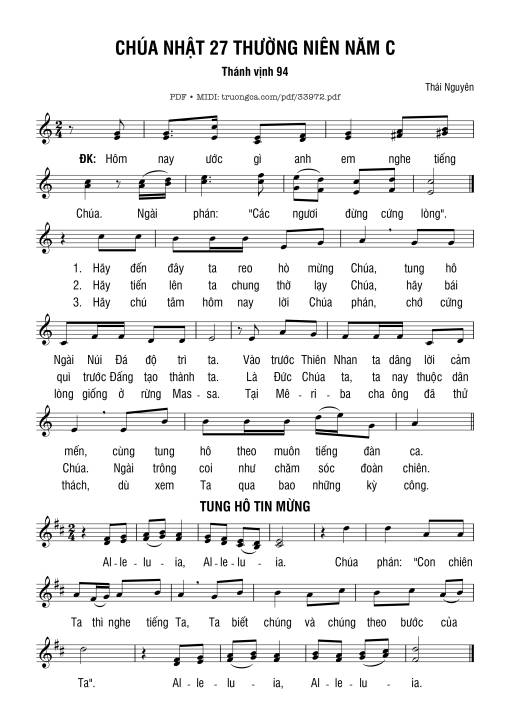 Thánh Vịnh 94, Chúa Nhật 27C Thường Niên