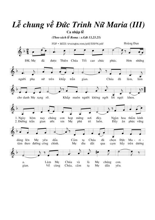 Sheet PDF of Lễ Chung Về Đức Trinh Nữ Maria (3)