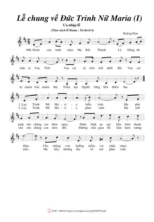 Sheet PDF of Lễ Chung Về Đức Trinh Nữ Maria (2)