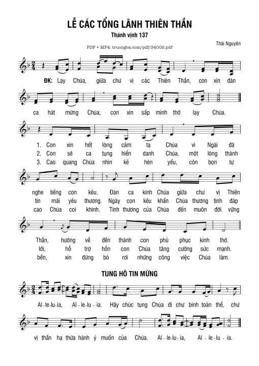 Sheet PDF of Thánh Vịnh 137, Lễ Các Tổng Lãnh Thiên Thần