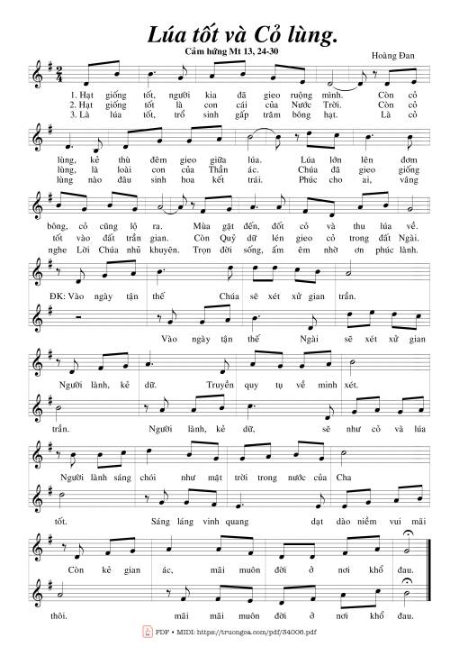 Sheet PDF of Lúa Tốt Và Cỏ Lùng